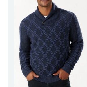 Tommy Bahama Men's Diamond Drive Blue Argyle Shawl Collar Fisherman Sweater XL